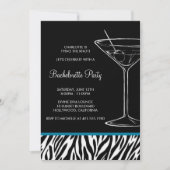 Zebra print martini bachelorette einladung (Vorderseite)