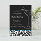 Zebra print martini bachelorette einladung (Stehend Vorderseite)