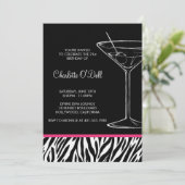 Zebra Print Martini Geburtstag Einladung (Stehend Vorderseite)
