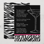 Zebra Print martini Geburtstagsparty Einladung (Vorne/Hinten)