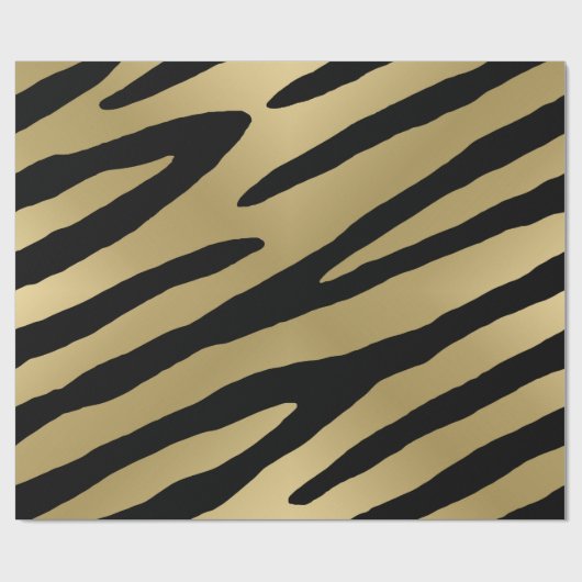 Zebra Print Metallic Gold Muster Geschenkpapier (Flach)