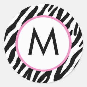Zebra Print Mit Monogramm Stickers
