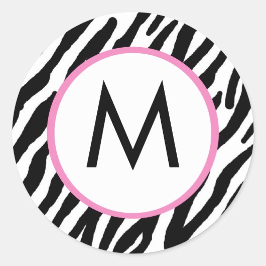 Zebra Print Mit Monogramm Stickers (Vorderseite)