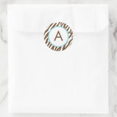 Zebra Print Mit Monogramm Stickers (Tasche)