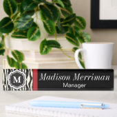 Zebra Print mit rotem Bar | DIY Monogram & Text Namensplakette