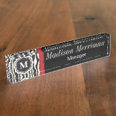 Zebra Print mit rotem Bar | DIY Monogram & Text Namensplakette (Seite)