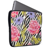 Zebra Print mit schick rosa und Lila floralen Laptopschutzhülle (Vorne Rechts)