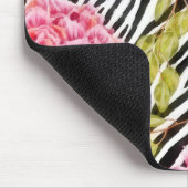 Zebra Print mit schick rosa und Lila floralen Mousepad (Ecke)