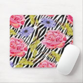 Zebra Print mit schick rosa und Lila floralen Mousepad (Mit Mouse)