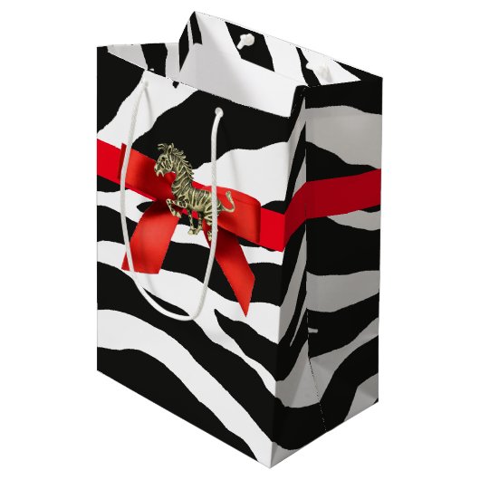 Zebra Print Mittlere Geschenktüte (Vorderseite Schrägansicht)