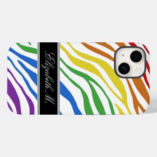 Zebra Print Mix Rainbow Case-Mate iPhone Hülle (Rückseite (Horizontal))