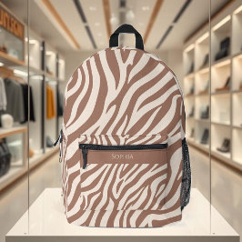 Zebra Print-Mocha Mousse Bedruckter Rucksack