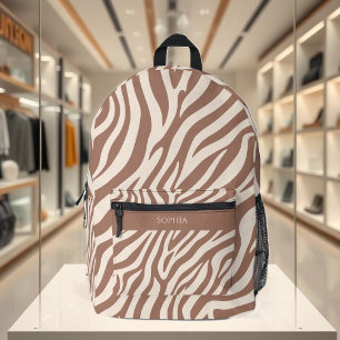 Zebra Print-Mocha Mousse Bedruckter Rucksack