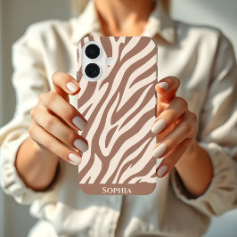 Zebra Print-Mocha Mousse iPhone 16 Hülle