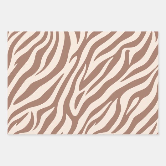Zebra Print-Mocha Mousse Geschenkpapier Set (Vorderseite 3)