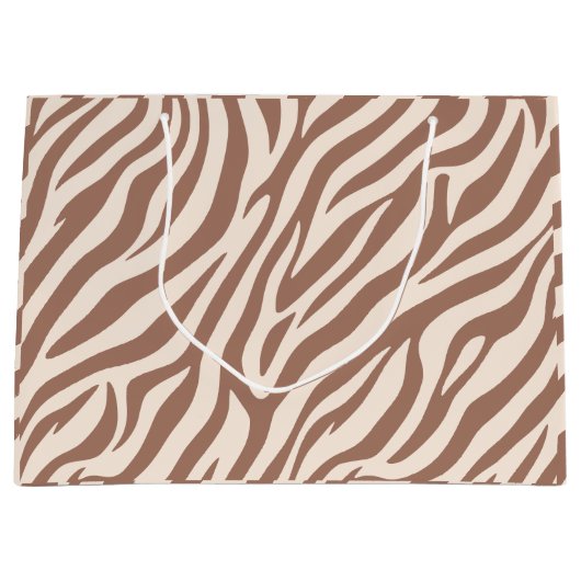 Zebra Print-Mocha Mousse Große Geschenktüte (Vorderseite)