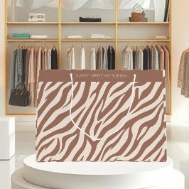 Zebra Print-Mocha Mousse Große Geschenktüte