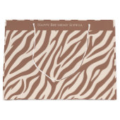 Zebra Print-Mocha Mousse Große Geschenktüte (Vorderseite)