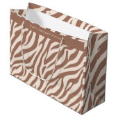 Zebra Print-Mocha Mousse Große Geschenktüte (Vorderseite Schrägansicht)