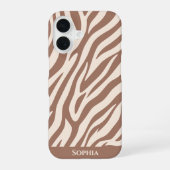 Zebra Print-Mocha Mousse iPhone 16 Hülle (Rückseite)
