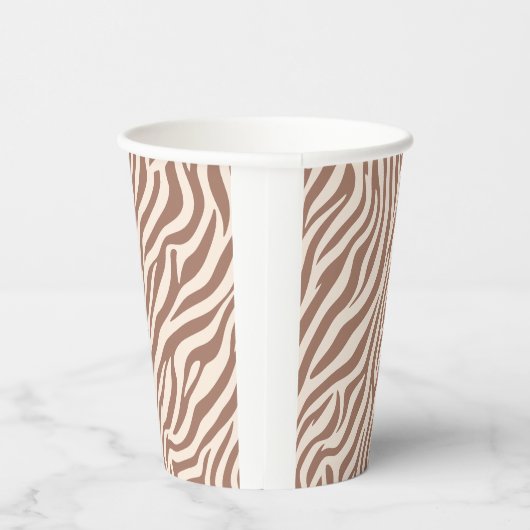 Zebra Print-Mocha Mousse Pappbecher (Rechts)