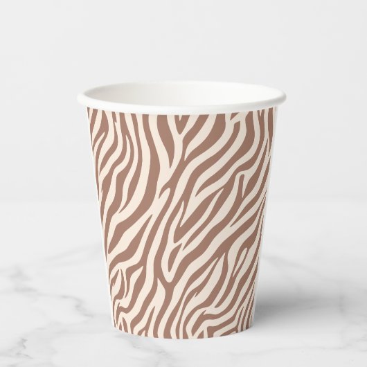 Zebra Print-Mocha Mousse Pappbecher (Vorderseite)