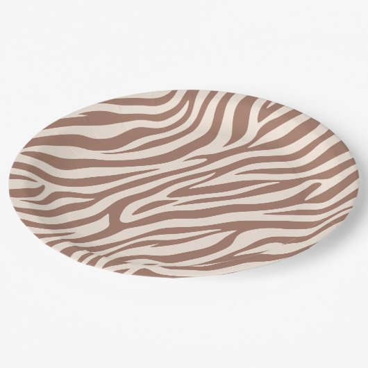 Zebra Print-Mocha Mousse Pappteller (Schrägansicht)