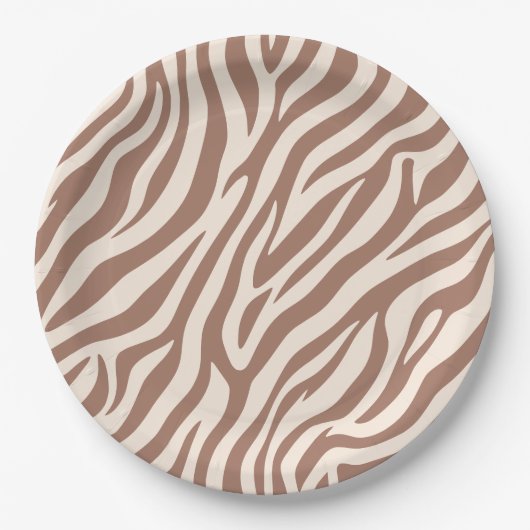 Zebra Print-Mocha Mousse Pappteller (Vorderseite)