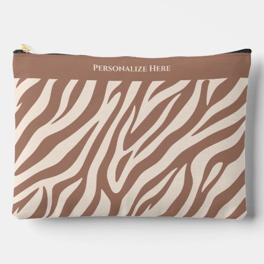 Zebra Print-Mocha Mousse Zubehörtasche (Vorderseite)