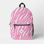 Zebra Print Monogram, niedlich, weiß und rosa Must Bedruckter Rucksack (Vorderseite)