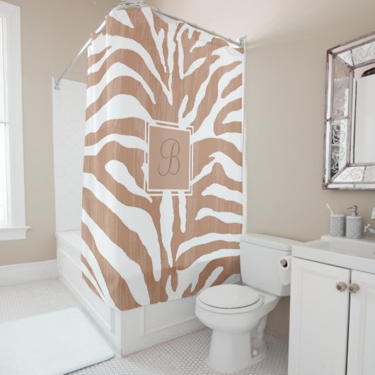 Zebra Print | Monogramm-Duschvorhang | Brown Duschvorhang (Beispiel)