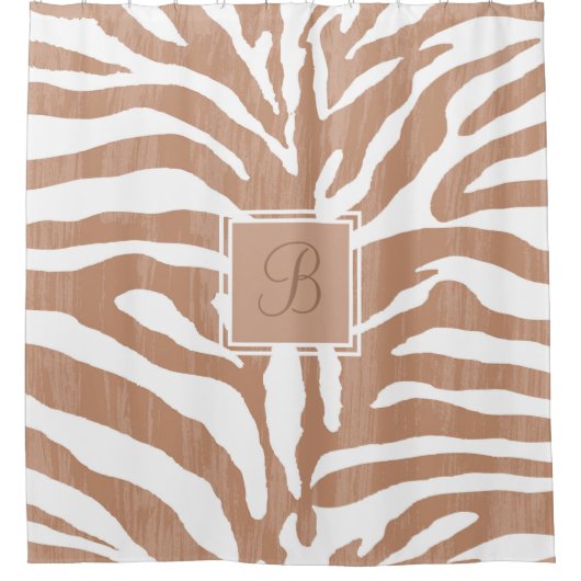 Zebra Print | Monogramm-Duschvorhang | Brown Duschvorhang (Vorderseite)