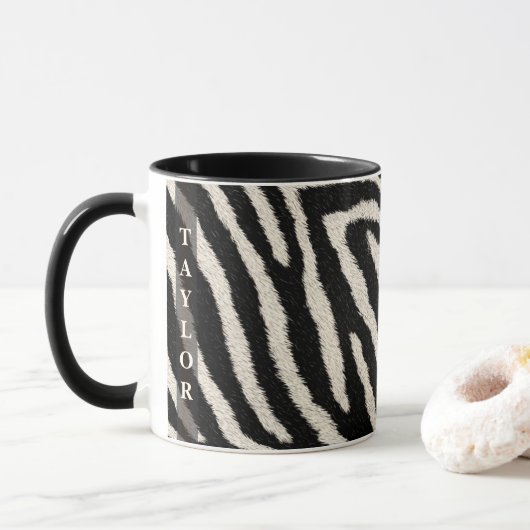 Zebra Print Mug with Custom Name Tasse (Mit Donut)