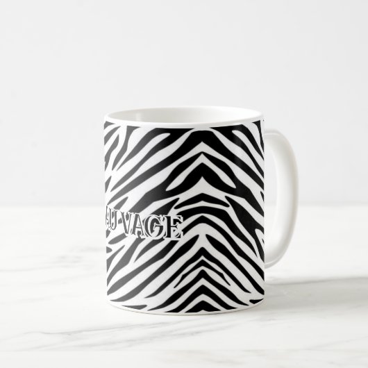 Zebra Print Mug with "Wild" Text Kaffeetasse (VorderseiteRechts)