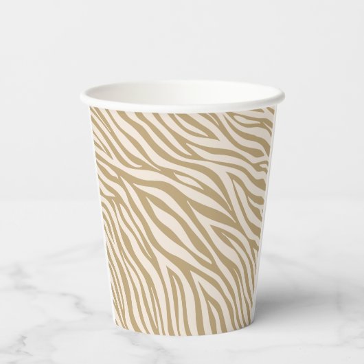 Zebra Print-Neutral Beige Pappbecher (Rückseite)