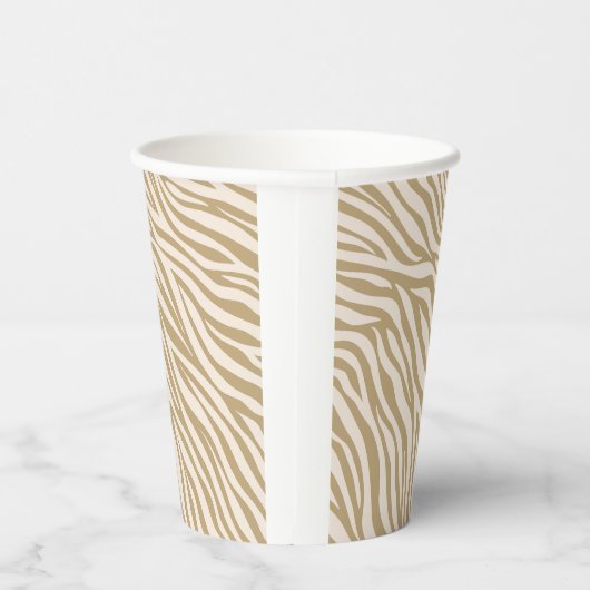 Zebra Print-Neutral Beige Pappbecher (Rechts)