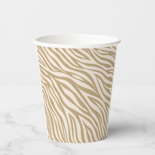 Zebra Print-Neutral Beige Pappbecher (Vorderseite)