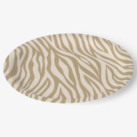 Zebra Print-Neutral Beige Pappteller (Schrägansicht)