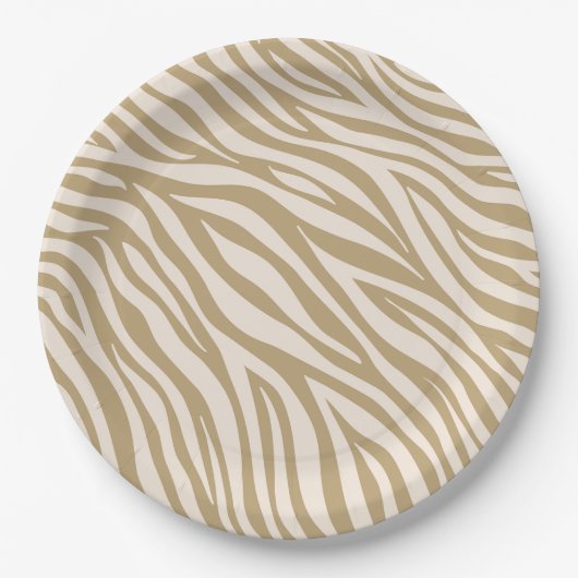 Zebra Print-Neutral Beige Pappteller (Vorderseite)