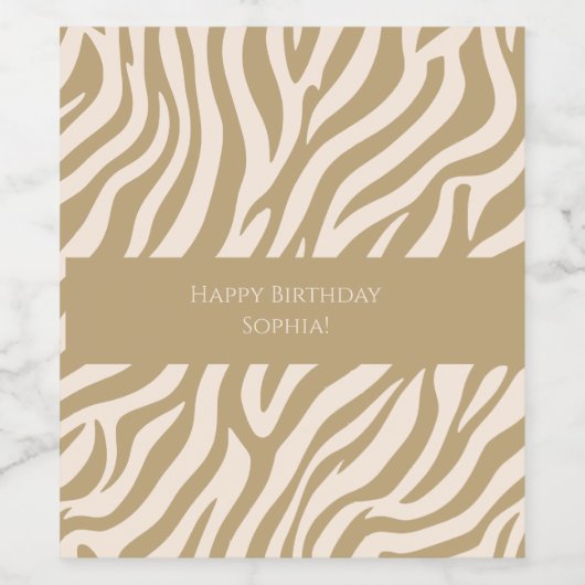 Zebra Print-Neutral Beige Weinetikett (Einzelnes Label)
