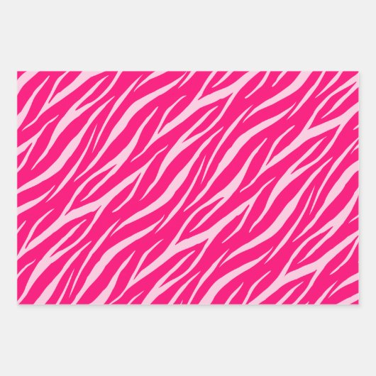 Zebra Print Niedlich Modern & elegant Girly Pink W Geschenkpapier Set (Vorderseite 3)