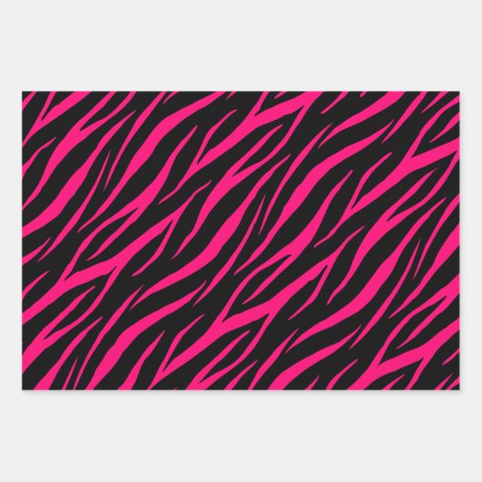 Zebra Print Niedlich Modern & elegant Girly Pink W Geschenkpapier Set (Vorderseite)