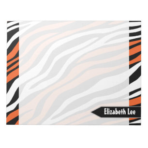 Zebra Print Orange Mix Personalisiert Notepad Notizblock