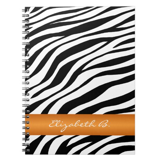 Zebra Print Orange Strip Personalisiertes Notebook Notizblock (Vorderseite)