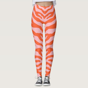 Zebra Print Orange und Pink Leggings