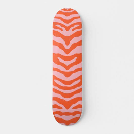 Zebra Print Orange und Pink Skateboard (Vorne)
