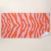 Zebra Print Orange und Pink Strandtuch (Vorderseite)