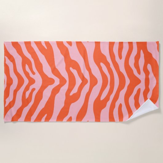 Zebra Print Orange und Pink Strandtuch (Vorderseite)