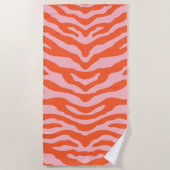 Zebra Print Orange und Pink Strandtuch (Vorderseite)