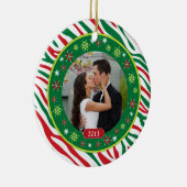 Zebra Print Our First Christmas Together Foto Keramik Ornament (Rechts)